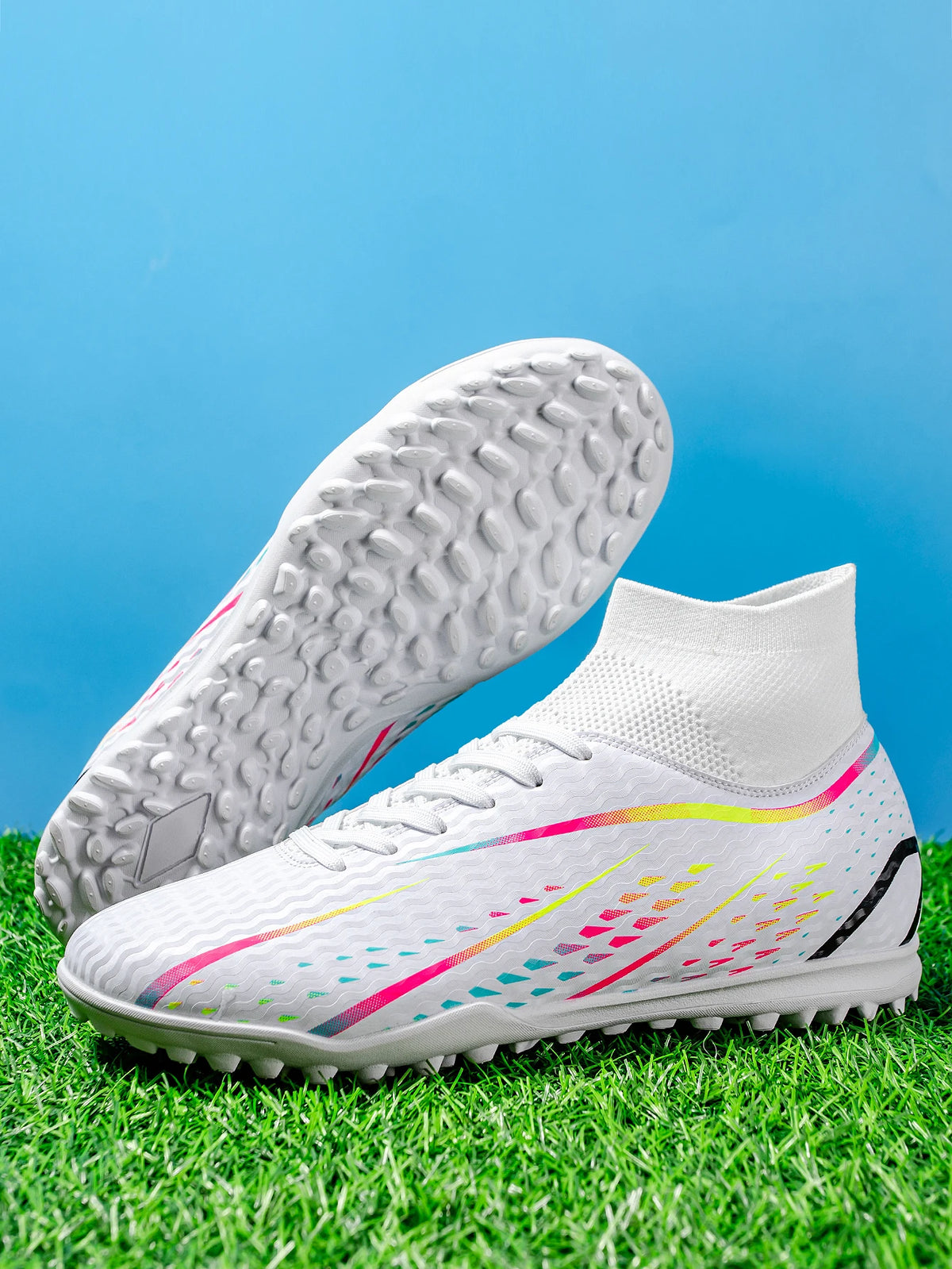 Professional Training TF Soccer Shoes for Men Women Kids PU+Fabric Breathable Wear-Resistant Rubber Sole