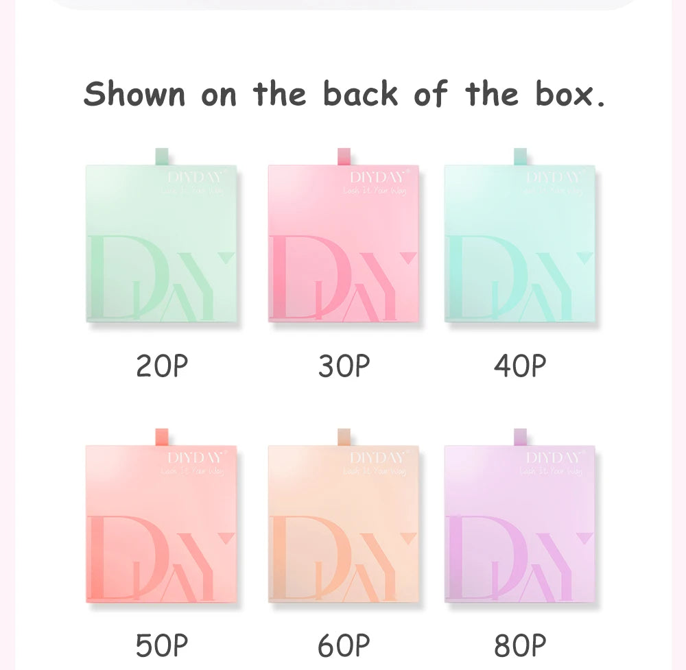 DIYDAY 20P/30P/40P/50P/60P/80P Lash Extension Cluster DIY Glue-free False Lash Clusters home DIY beauty tool eyelash