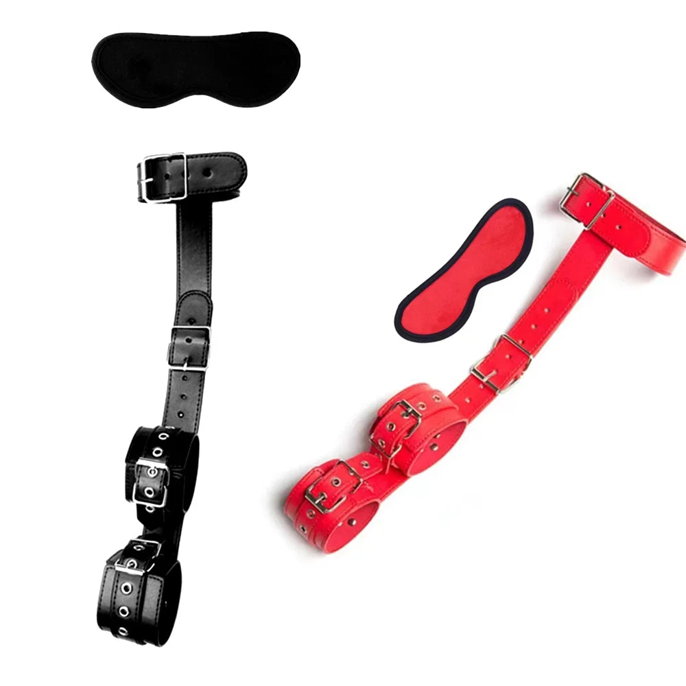 Sex Toys For Woman Couples Handcuffs Set BDSM Bondage Gear Bed Restraints Rope Strap Adult Game Wrists Neck Cuffs & Eye Mask