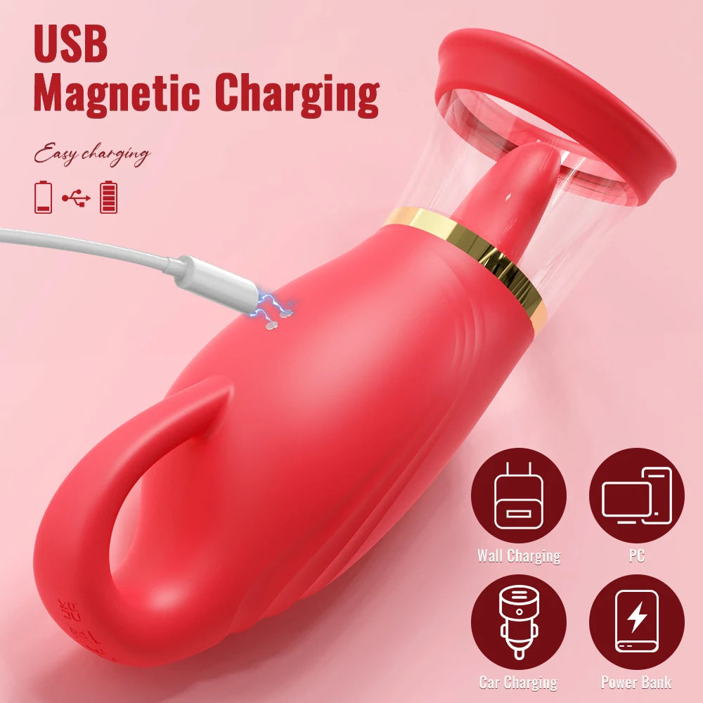 3-in-1 Rose Suction, Tongue & Vibration Massager