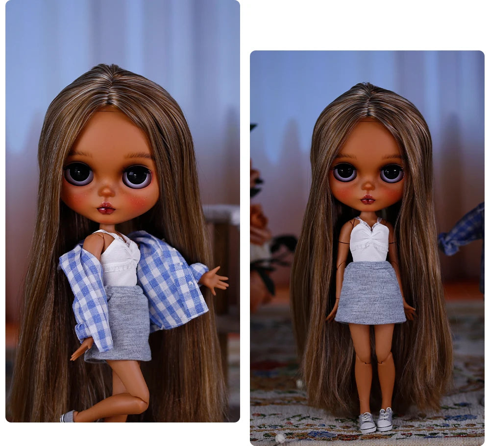 ICY DBS Bryce 1/6 Hand-Painted Doll Set Doll with Black skin, Long Lashes, and Sunspots SD Version