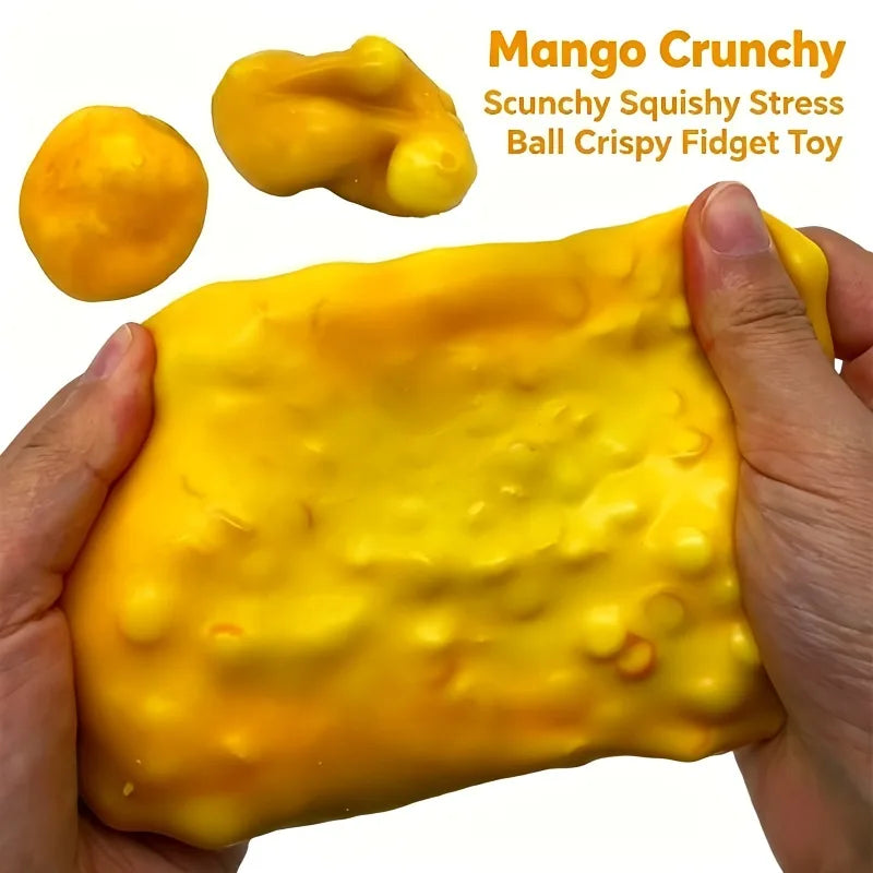 Crunchy Squishy Mango Stress Ball Fidget Toy Handmade Crispy Squeeze Ball Round Blocks Filled ASMR Anti Stress Toys for Adults