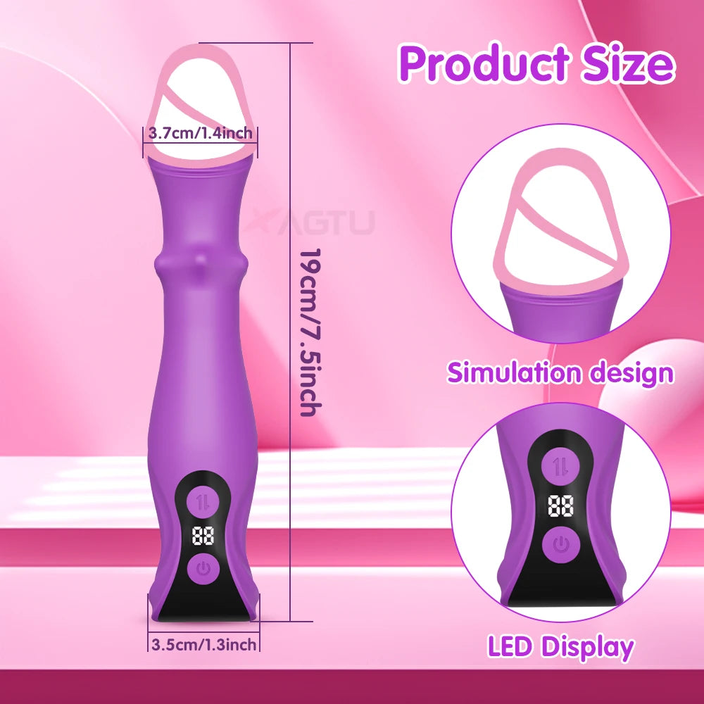 Thrusting Vibrator Dildo Sex Toys , 7.2" Silicone G Spot Rotation Vibrating Dildos Anal Vaginal Stimulator Adult Toys for Women