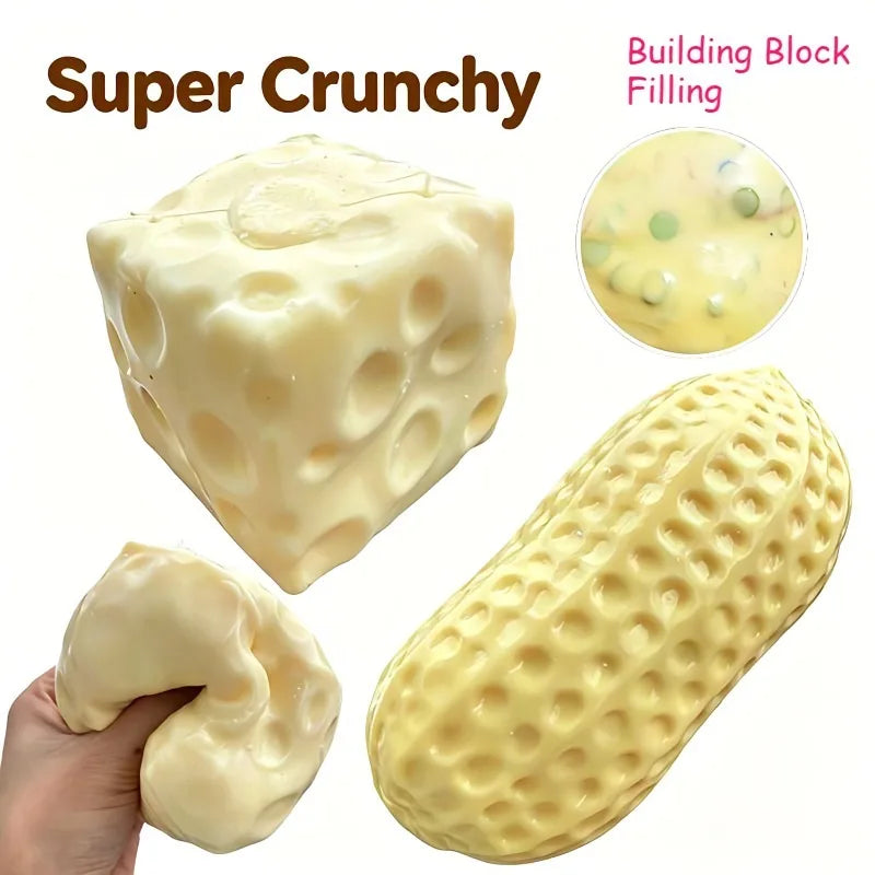Crunchy Cheese Moldable Stress Ball Squishy Toy No Rebound Crispy Peanuts Stress Ball Fidget Toy ASMR Sensory Stress Relief Toys