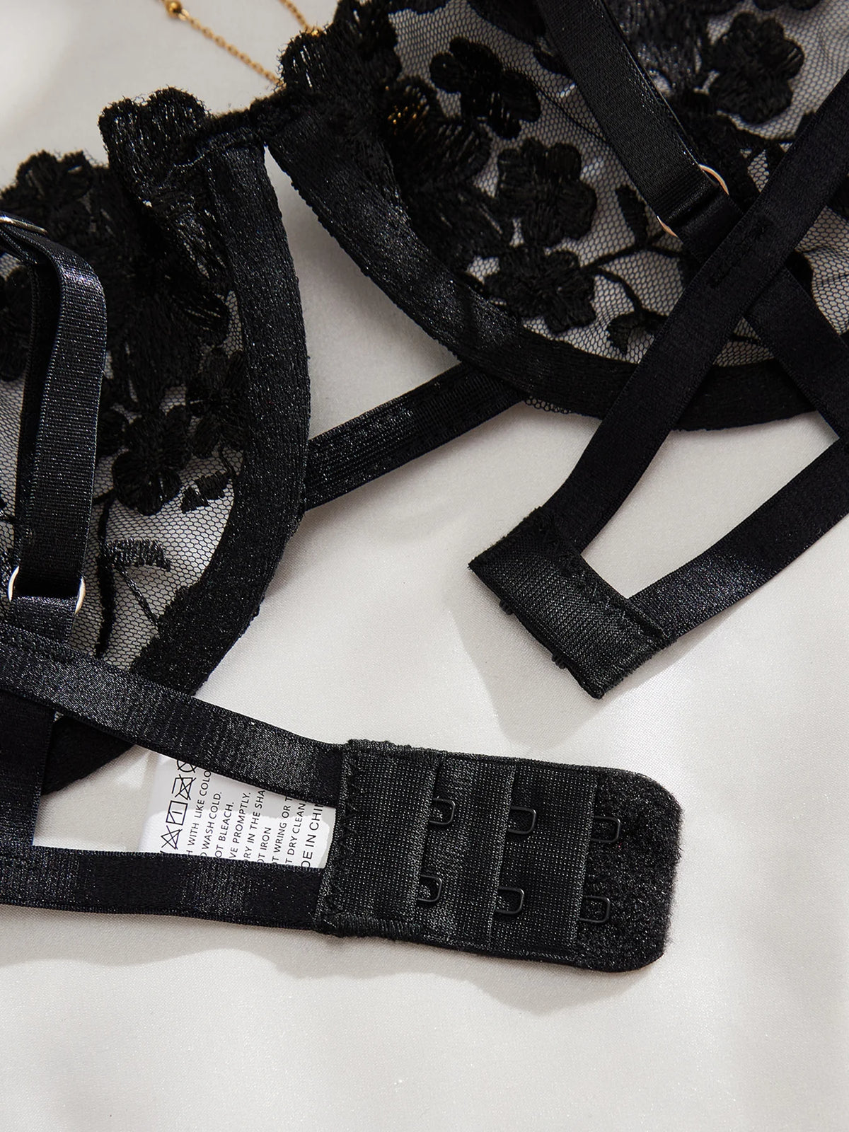 Women's Sheer Floral Embroidered Bra & Brief Set