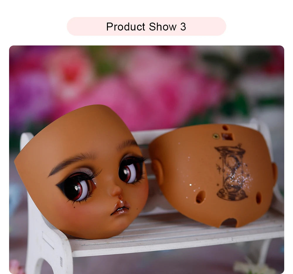 Blyth1/6 doll Hand-painted shell DIY makeup lip carving eyebrows handmade Ears