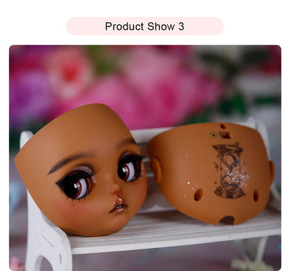 Blyth1/6 doll Hand-painted shell DIY makeup lip carving eyebrows handmade Ears