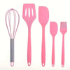 5pcs Colorful Silicone Kitchen Utensil Set Large Scraper Small Scraper Mixer Oil Brush Long Spatula Color Baking Kitchen Tools