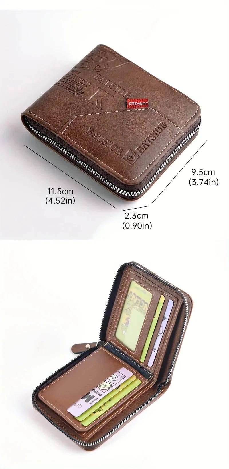 Trendy Splicing Fashion PU Retro Wax Oil Leather Short Style Men's Wallet Coin Short Style Men's Card Clip Wallet