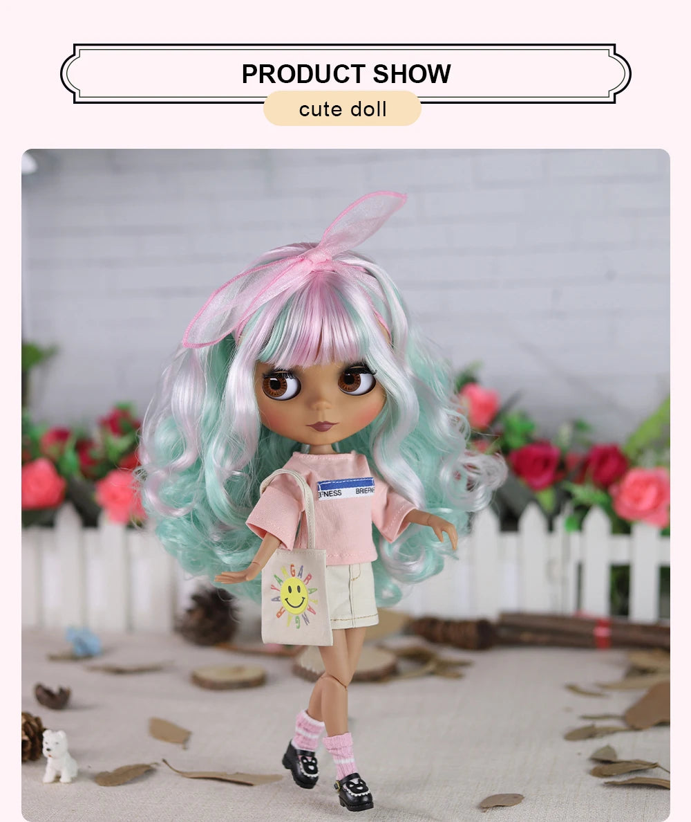 ICY DBS Blyth doll 1/6 bjd joint body doll black skin including clothes shoes casual with 30cm toy gift