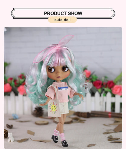ICY DBS Blyth doll 1/6 bjd joint body doll black skin including clothes shoes casual with 30cm toy gift