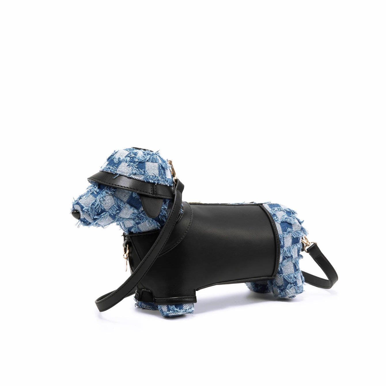 Women's Dog-Shaped PU Leather Crossbody Bag – Adjustable Strap, Blue