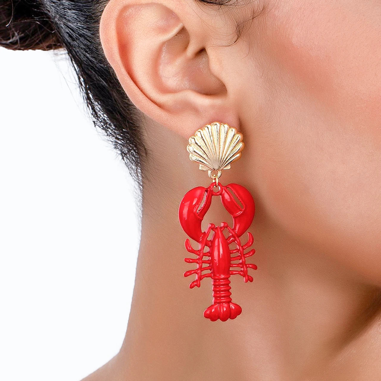 2025 Exaggerated Lobster Seashell Drop Earrings Bohemian Summer Beach Ocean Style Animal Colorful Crab Lobster Holiday Earring