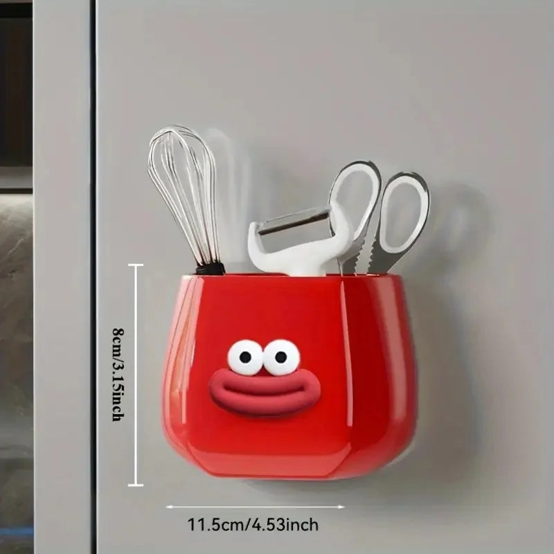 Magnetic Multi-Functional Storage Box Desktop Storage Space Pen Holder with Stickers Organizer for Home Office Kitchen Bathroom