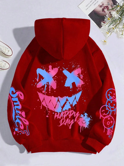 Smiley Graphic Streetwear Hoodie