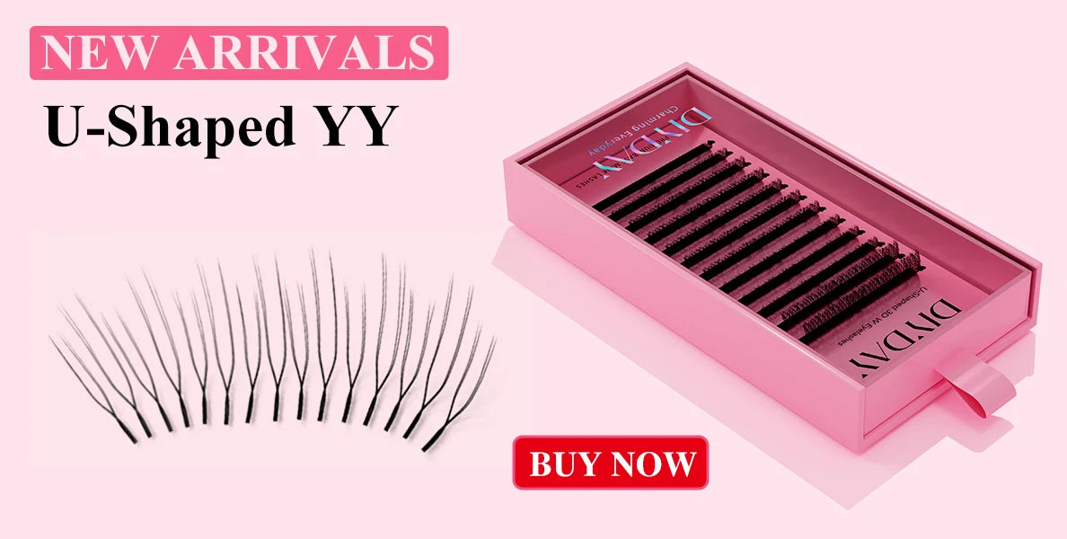 DIYDAY YY Shape Eyelash Extension C D L LU(M) N Curl Brown Lash Natural Soft Premade Volume Fans Two Tips Y-Shaped False Eyelash