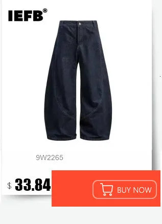 IEFB Men's Jeans New Korean Personality Straight Wide Leg Denim Pants Fashion Autumn Spring Vintage Male Trousers 9A5577