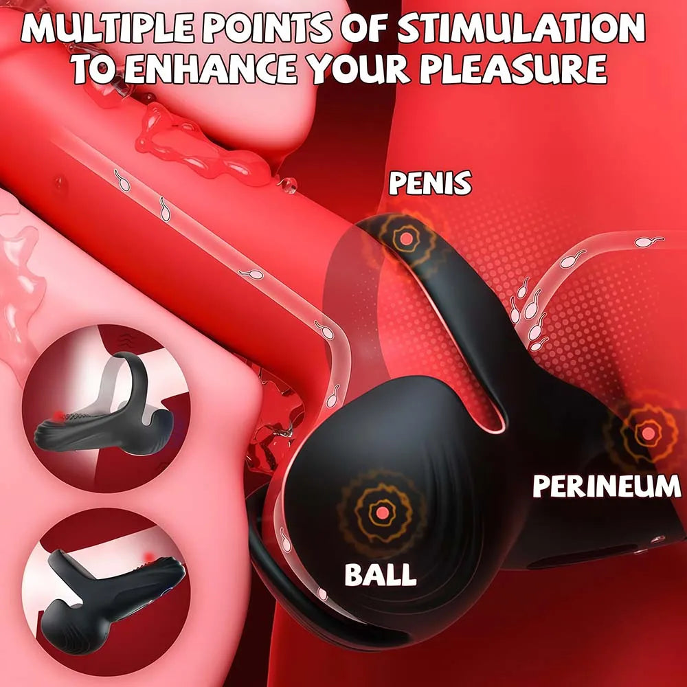 Remote Control  Vibrating Cock Ring for Men Testicle Massager Delay Ejaculation Perineum Scrotum Stimulator Adult Sex Toys