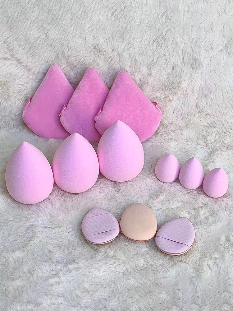 12-Piece All-Purpose Makeup Sponge Set, Made of 3 Loose Powder Puffs, 3 Mini Air Cushion Puffs, 3 Beauty Eggs and 3 Mini Beauty