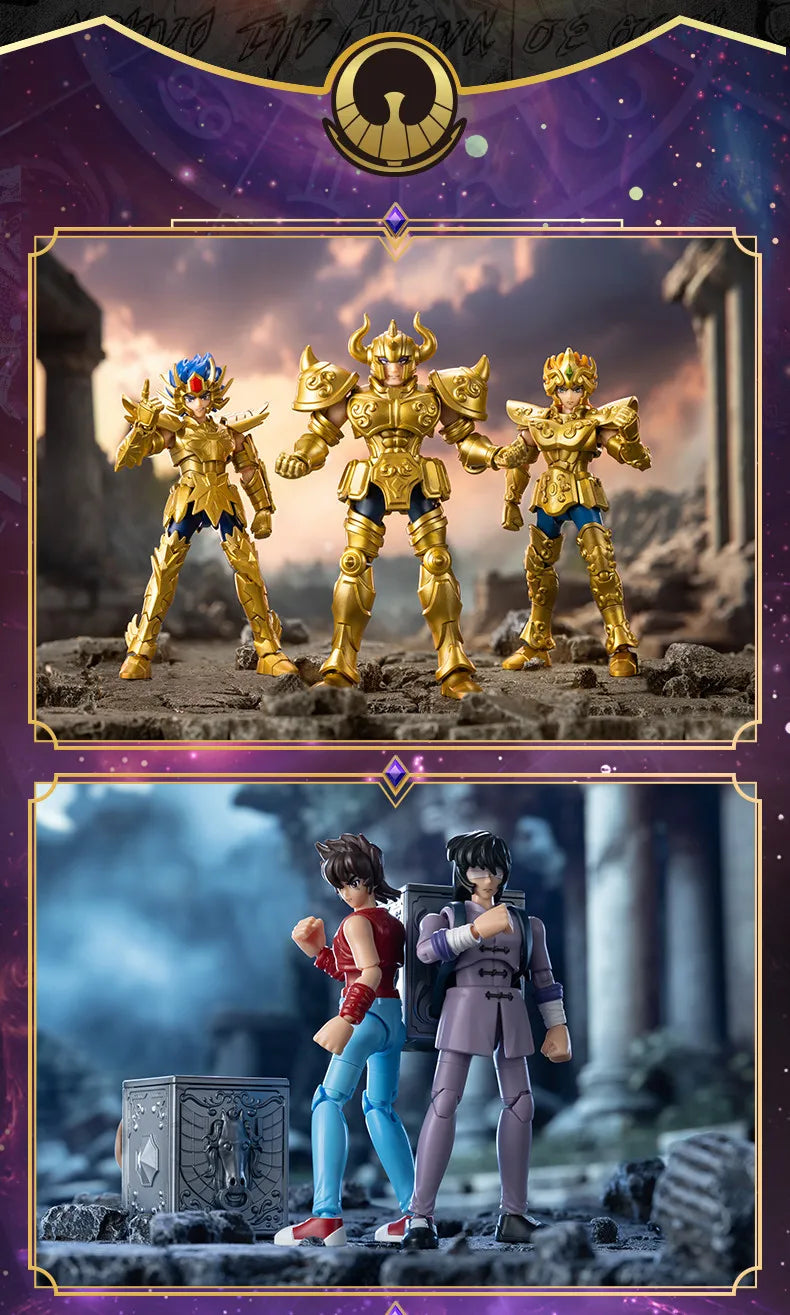 Blokees Galaxy Version Gold Saint Action Figure Libra Dohko Sagittarius Champion Seiya Mu Aiolia Assembly Toys Children Gift