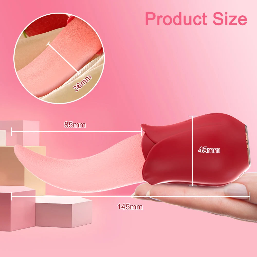 Rose-Sucking Vibrator for Women Realistic Tongue Licking Clitoral Stimulation Stimulator Vibrators Female Sex Toys for Women