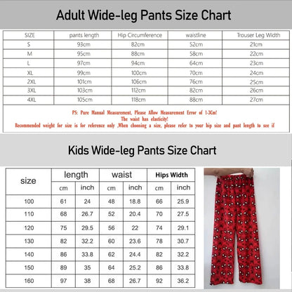 Bandai Ninja Turtles Characters & Pizza Allover Print Adult Kids Wide-leg Lounge Sleep Pants Summer Quick-dry Comfy Lightweight