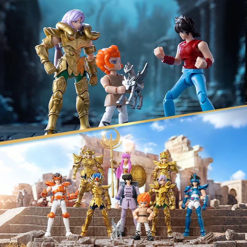 Blokees Galaxy Version Gold Saint Action Figure Libra Dohko Sagittarius Champion Seiya Mu Aiolia Assembly Toys Children Gift