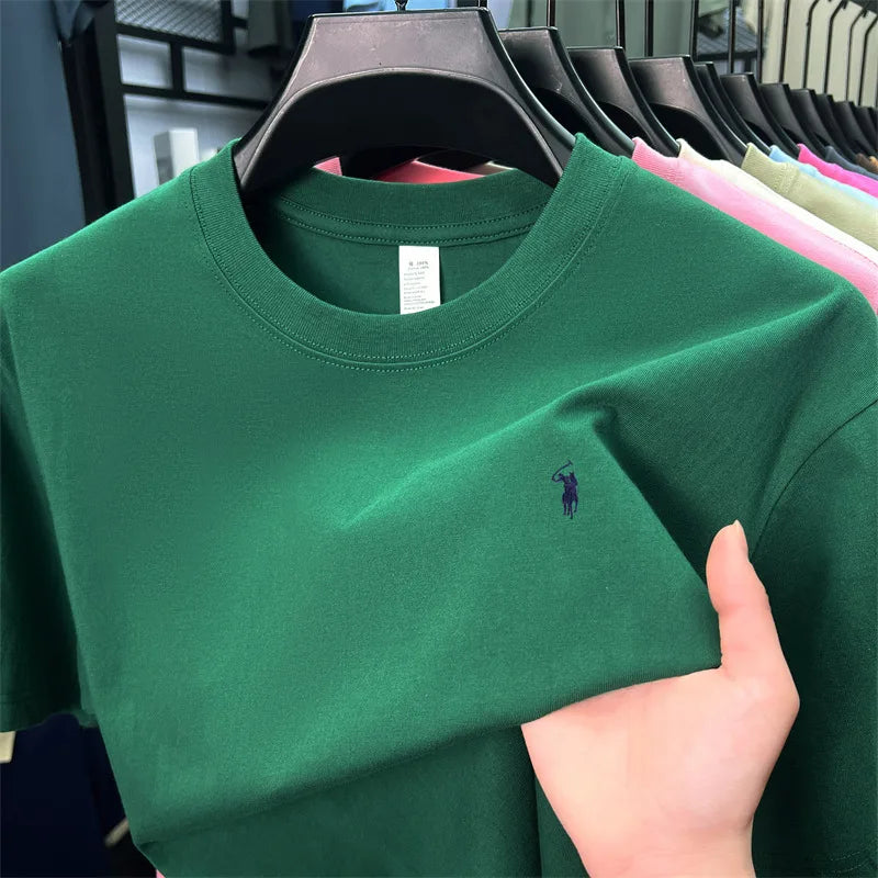 100% cotton breathable short sleeve T-shirt men's summer fashion luxury brand golf Paul embroidery loose casual round neck top