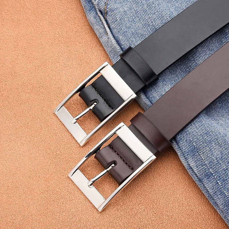 New men's luxury belt PU leather belt metal pin buckle high-quality well-known brand designer belt jeans men's belt