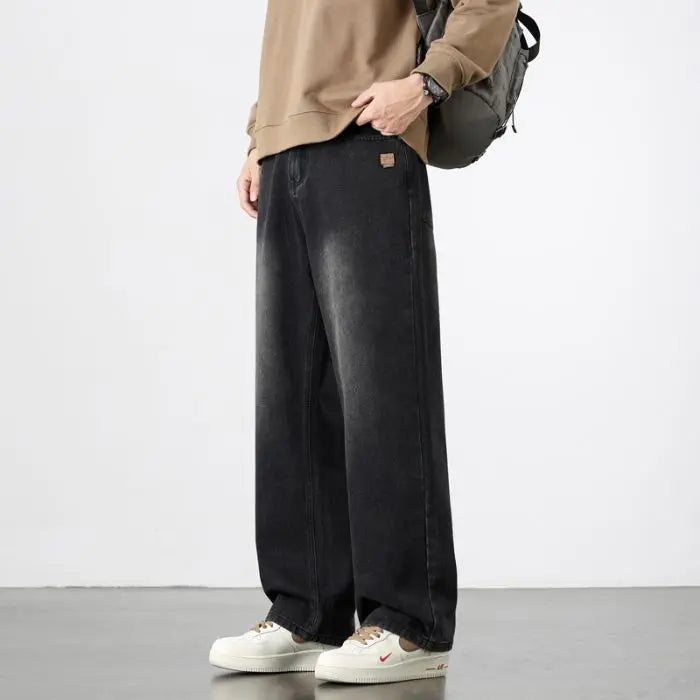 Spring Autumn New Men's Straight Vintage Fit Jeans Casual Trousers High Quality Male Korean Fashion Baggy Wide Leg Denim Pants