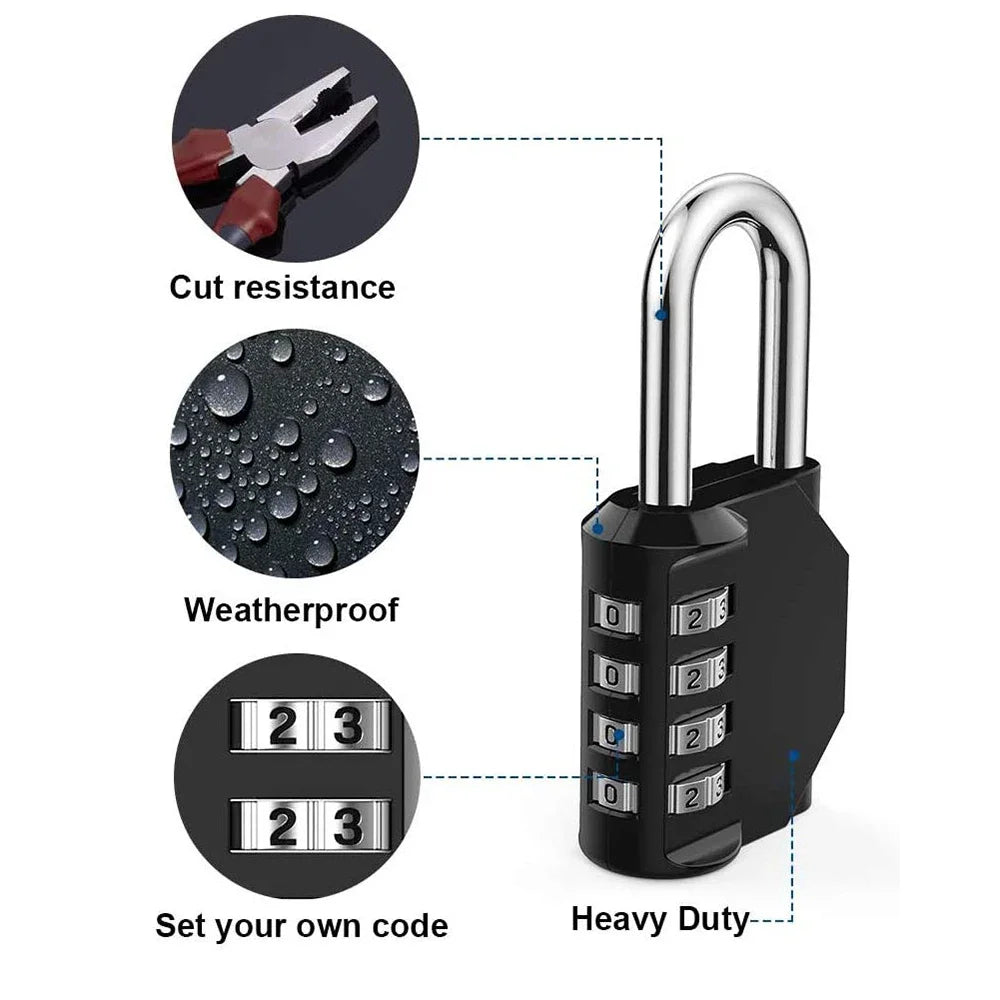 1pc Combination Lock Resettable 4 Digit Padlock with Combination Waterproof and Heavy Duty Combination Padlock Outdoor Indoor