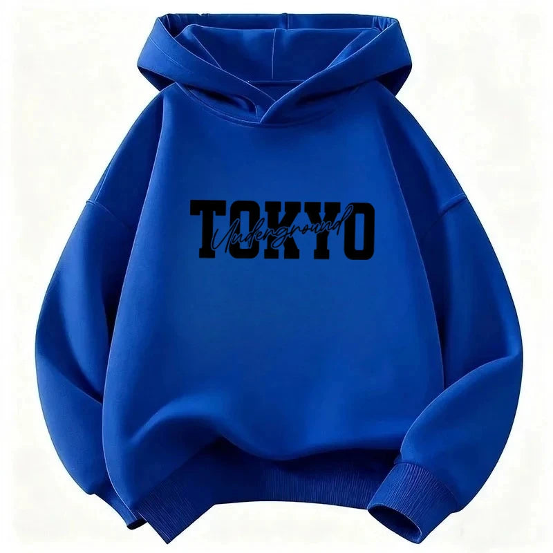 American Retro Cartoon Print Children'sCasual Long-Sleeved Hooded Shirt-Korean Version Warm and Comfortable Boys' and Girls' Top