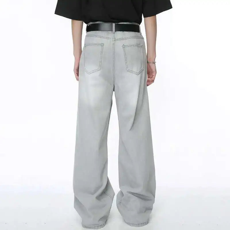 IEFB Straight Male Jeans Vintage Men's Denim Pants Tie-dyed Design Wide Leg Trousers Spring New Stylish Men Clothing 9C4276