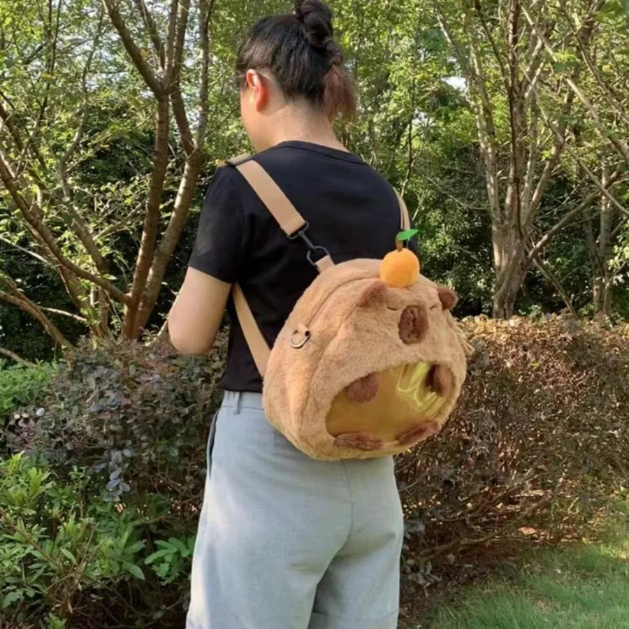 Capybara Plush Backpack Kawaii Fashion Plushie Doll Fur Pendant Children's Shoulder Bag Mini Knapsack Bags Gifts For Girlfriend