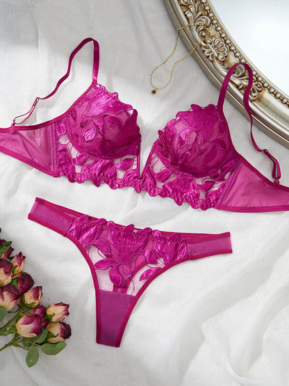 Women's Floral Lace Bra & Brief Set