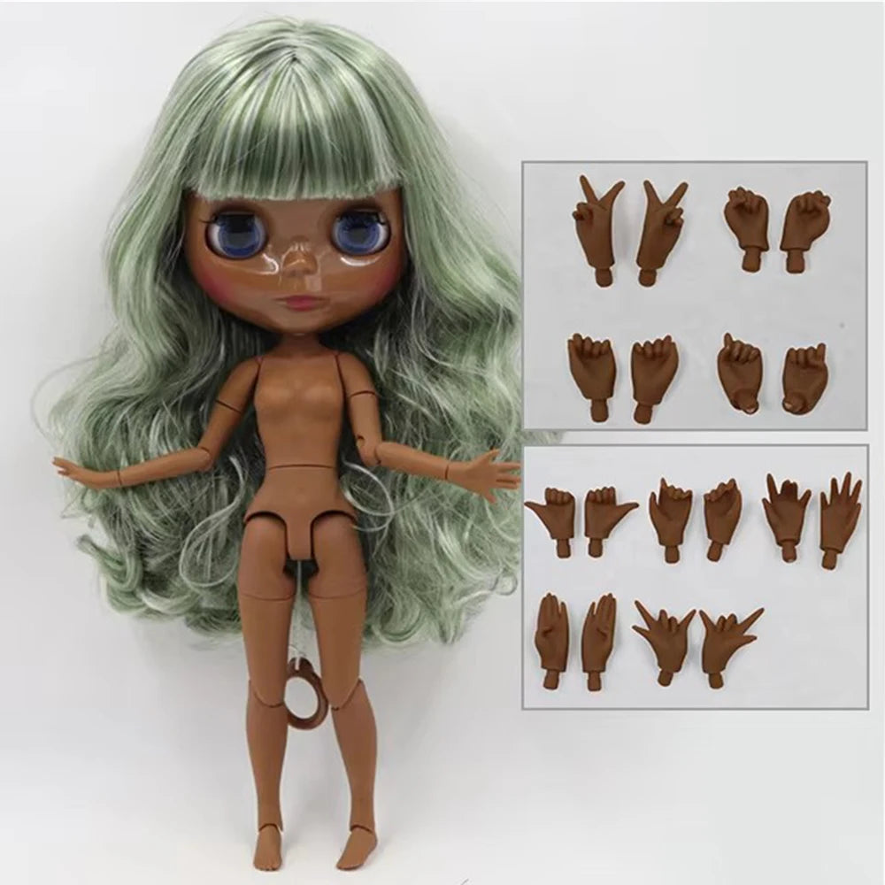 ICY DBS Blyth Doll Toy blyth doll joint body super black skin bjd 30cm doll for DIY custom doll anime girls