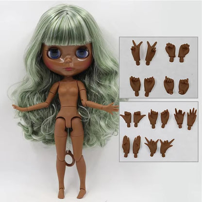 ICY DBS Blyth Doll Toy blyth doll joint body super black skin bjd 30cm doll for DIY custom doll anime girls