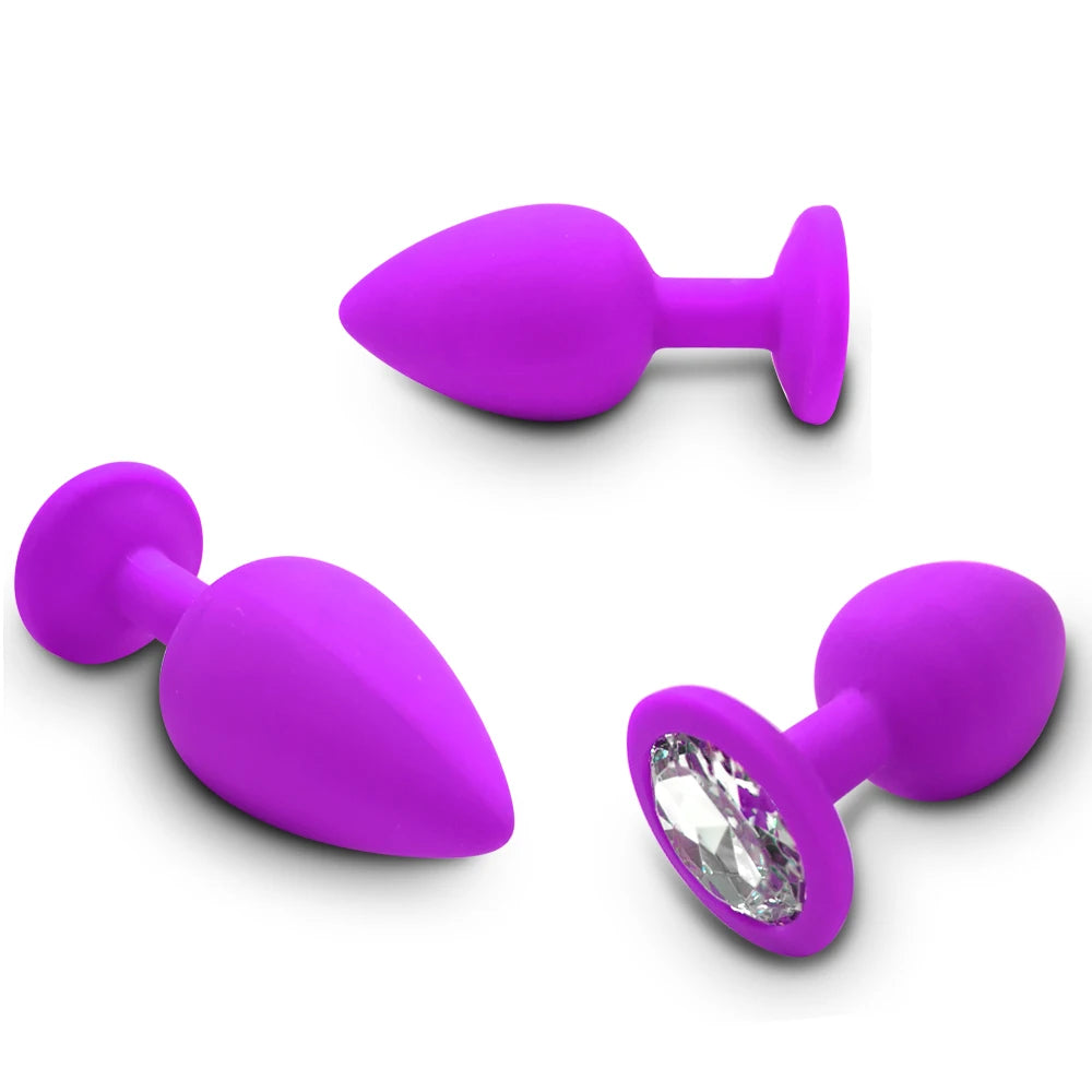 Soft Silicone Butt Plug Anal Plug Unisex Sex Stopper 3 Different Size Adult Toys for Men/Women Anal Trainer for Couples