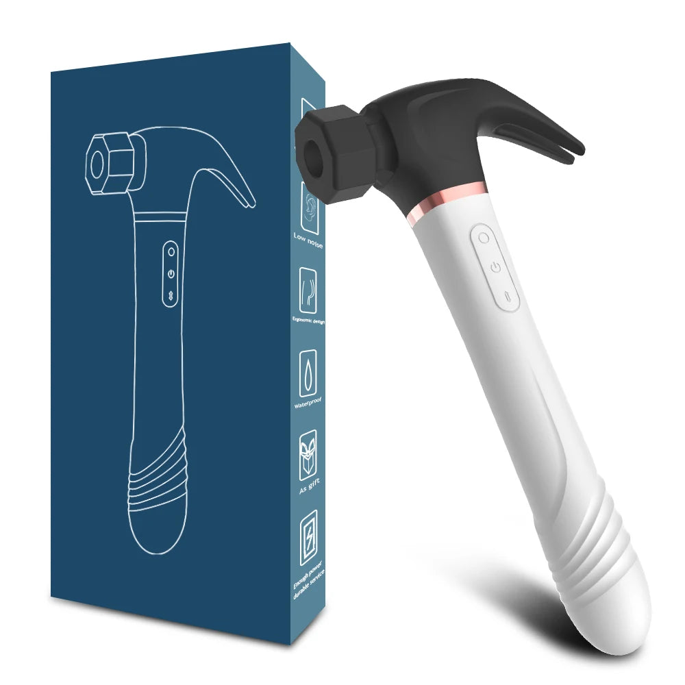 Women G Spot Vibrator 4 In 1 Magic Wand 7-Frequency Sucking Hammer Shape Rechargeable Sucker Vibration Sex Toy For Couple Adults