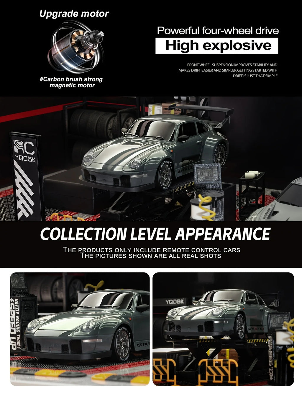 RC Drift Car 1:24 Remote Control Car for Adult 20KM/H 4WD High Speed RC Cars with LED Lights Extra Drifting Tires Vehicle Toy