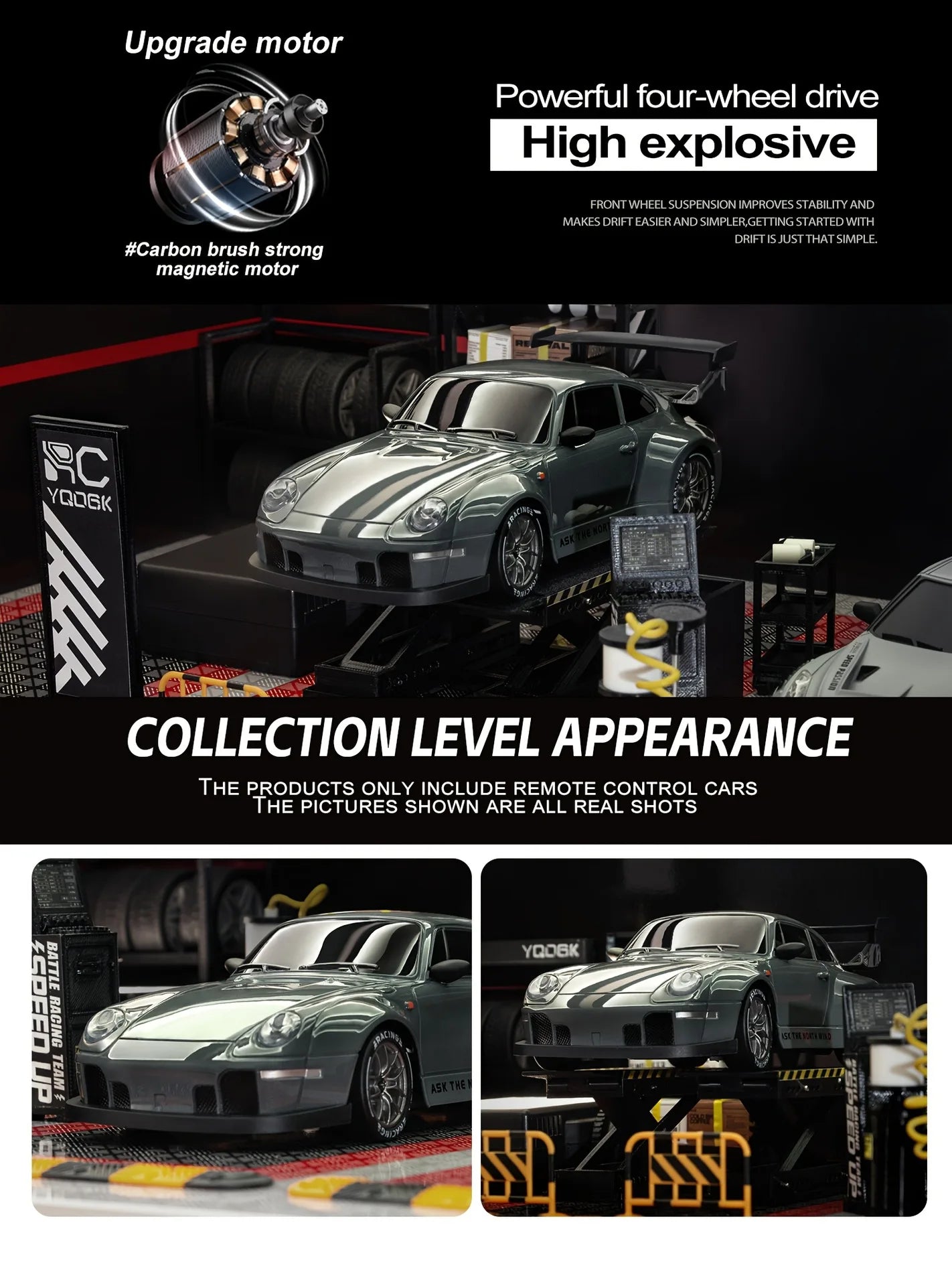 RC Drift Car 1:24 Remote Control Car for Adult 20KM/H 4WD High Speed RC Cars with LED Lights Extra Drifting Tires Vehicle Toy