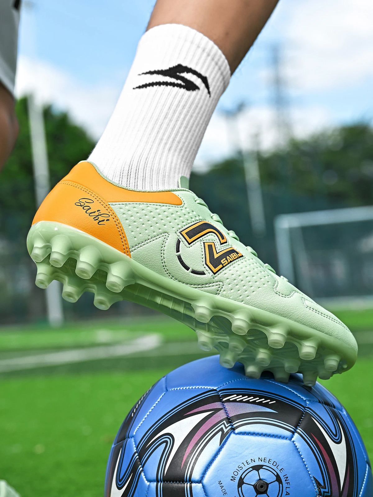 AG FG Soccer Boots For Adults Elastic PU Fabric Thickened TPU Stud Base Wear Resistant Anti-slip Outdoor Natural Grass Sneakers