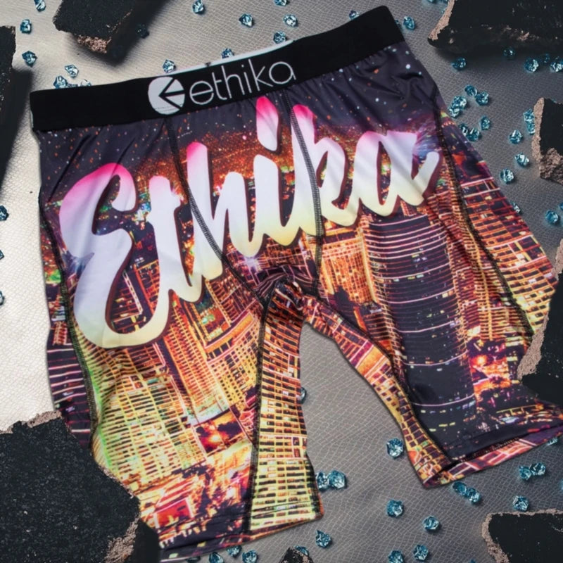 ETHIKA 1Pcs Men Underwear Boxers Breathable Mesh Crotch Man Underpants Plus Size Mens Panties L-3XL Printed Men's Boxers Briefs