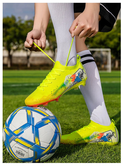 New Men Football Boots Match Ultralight Soccer FG Long Spikes Cleats Training Shoes Soccer Shoes Non-Slip Outdoor Drop Shipping