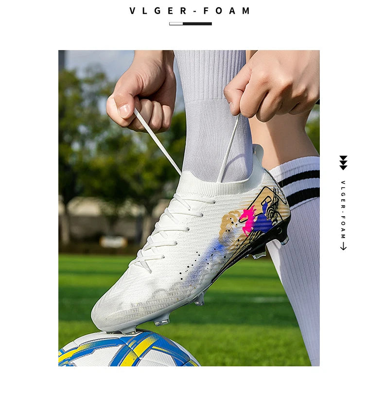 New Men Football Boots Match Ultralight Soccer FG Long Spikes Cleats Training Shoes Soccer Shoes Non-Slip Outdoor Drop Shipping