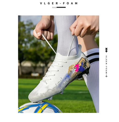 New Men Football Boots Match Ultralight Soccer FG Long Spikes Cleats Training Shoes Soccer Shoes Non-Slip Outdoor Drop Shipping