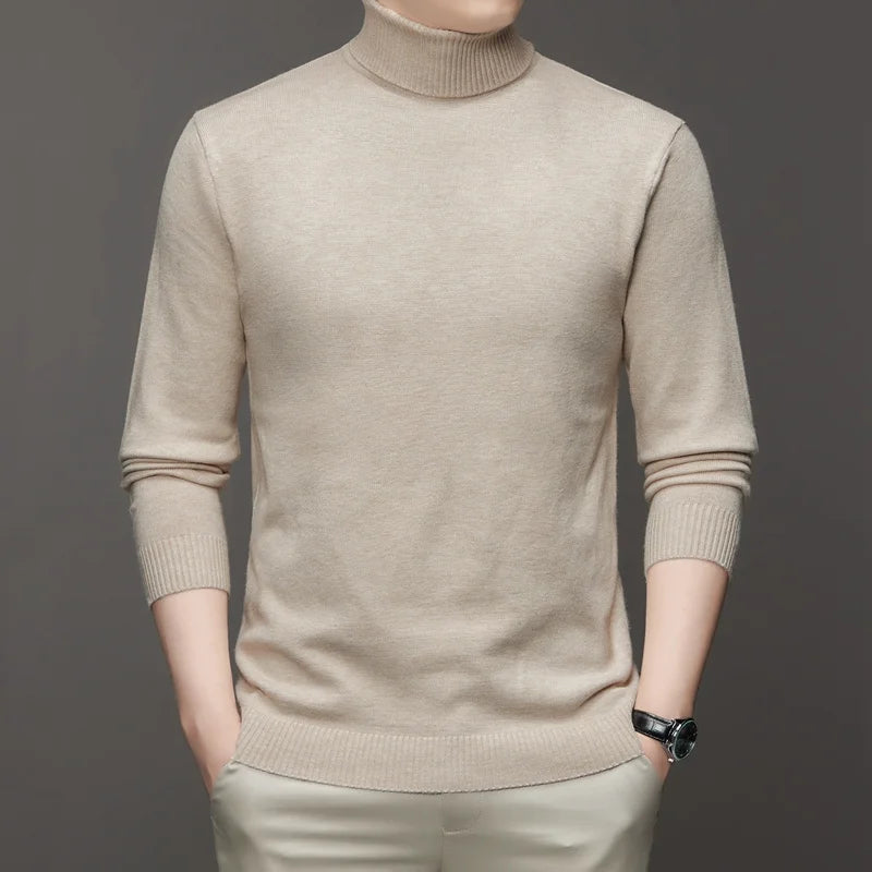 2026 New Mens Knitted Sweaters Solid Color Turtleneck Breathable Pullovers Warm Outdoor Basic Streetwear autumn Business Tops