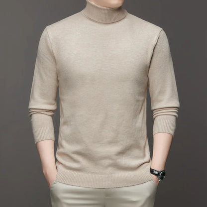 2026 New Mens Knitted Sweaters Solid Color Turtleneck Breathable Pullovers Warm Outdoor Basic Streetwear autumn Business Tops