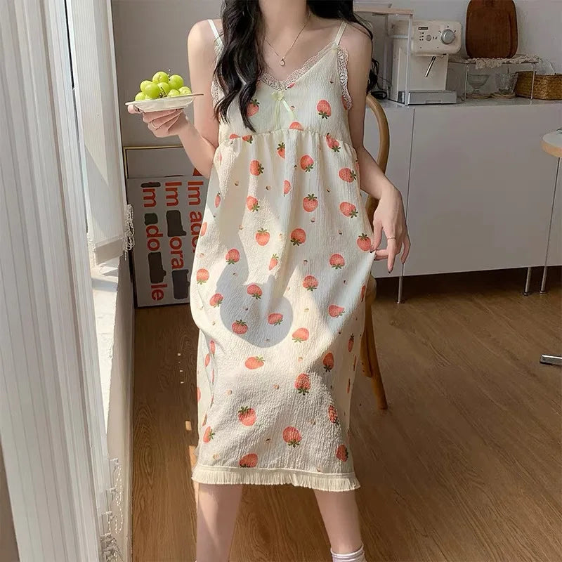 Women's Floral V-Neck Halter Nightgown