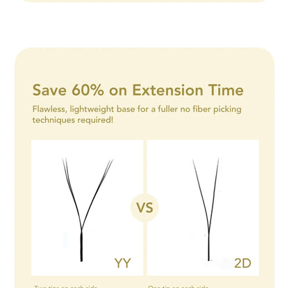 DIYDAY 2D Y Lashes Extension Premade Voume Fans Faux Mink Eyelashes Single Tips 2D Y Shaped Eye Lashes for Makeup Products